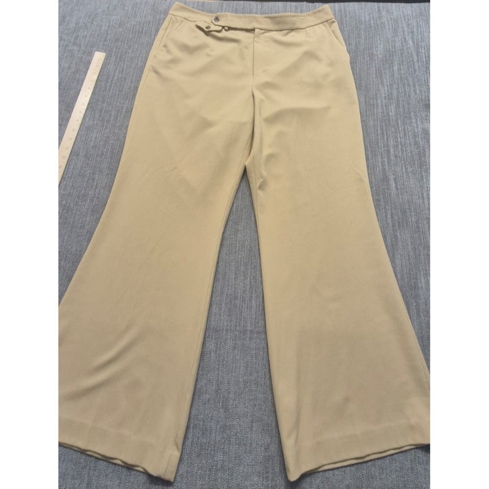 Lauren Ralph Lauren womens sz 16 tan wide leg crepe dress pants career trousers